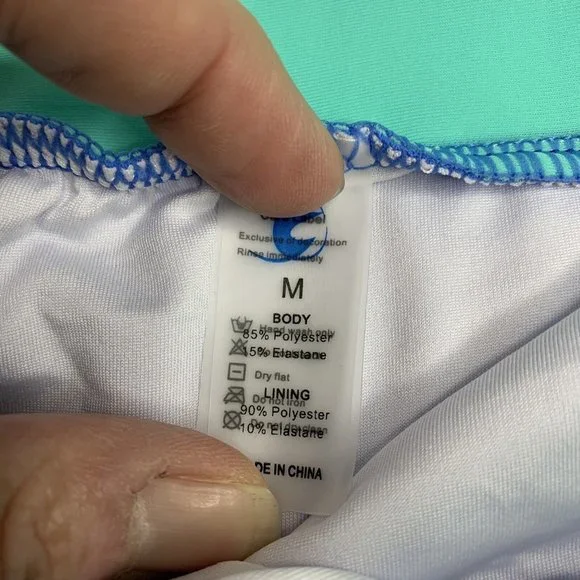 Womens High Waisted Cheeky Bikini Swimsuit Size Small Blue Teal - Picture 8 of 12